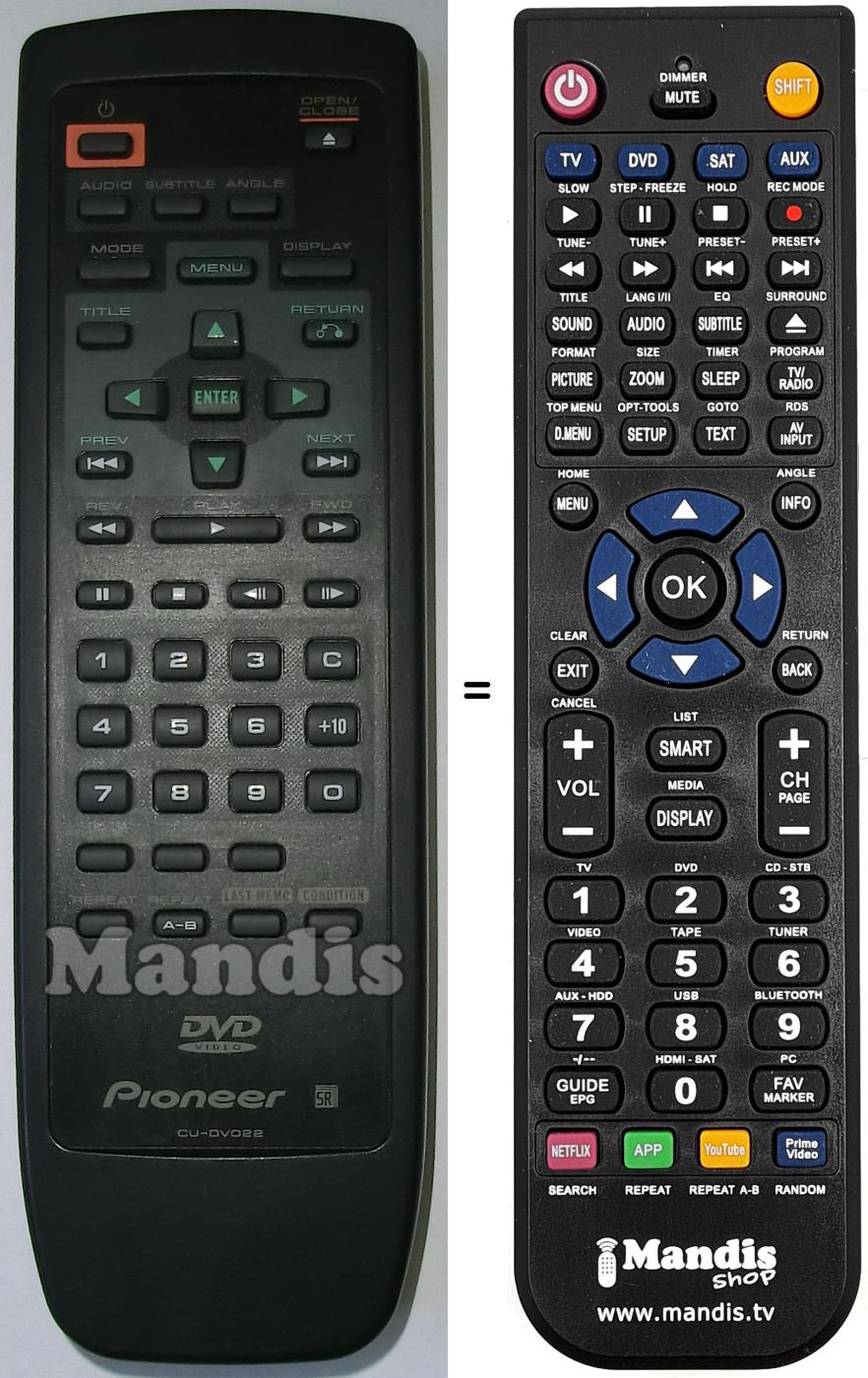 Télécommande équivalente CU-DV022
