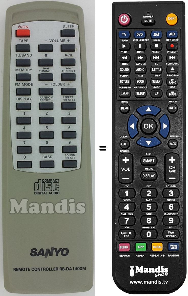 Télécommande équivalente RB-DA1400M