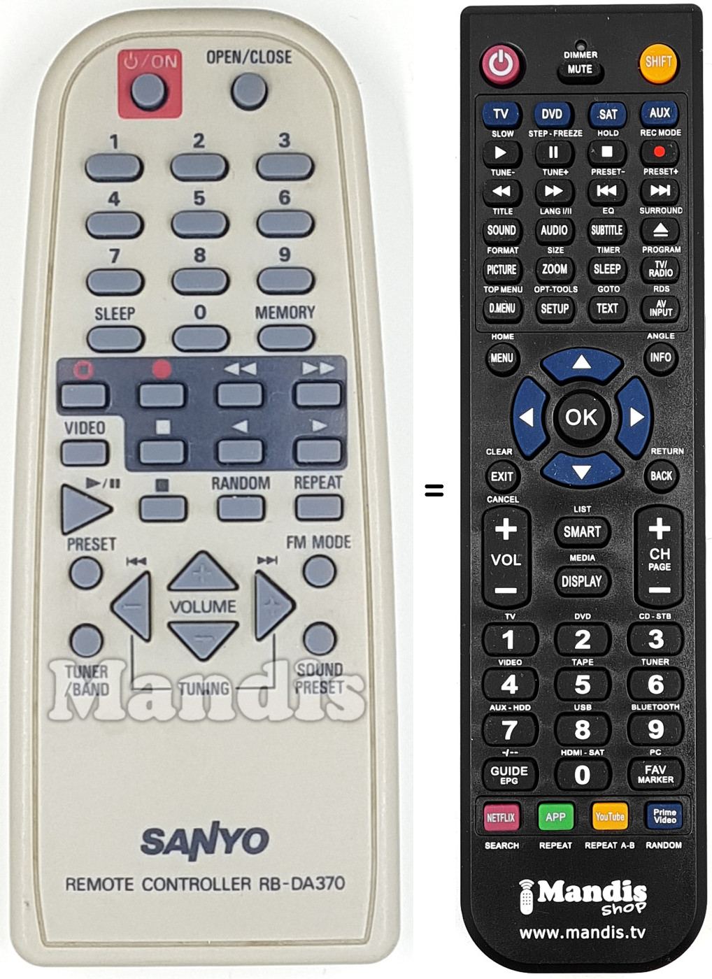 Télécommande équivalente RB-DA370