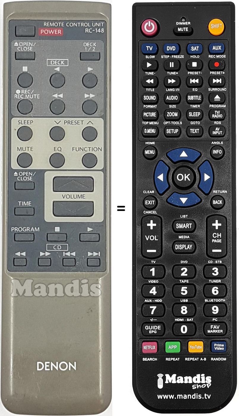 Télécommande équivalente RC-148