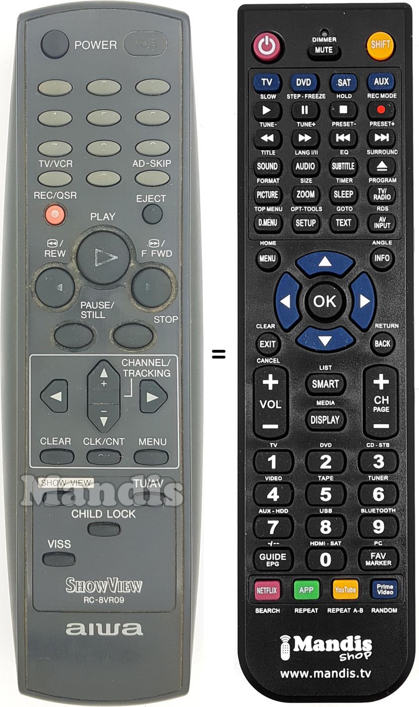 Replacement remote control RC-8 VR 09