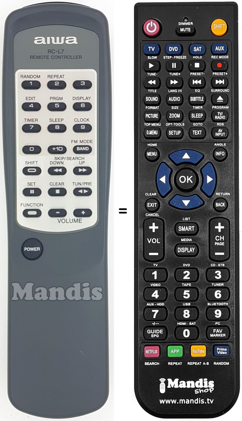 Replacement remote control RC-L7
