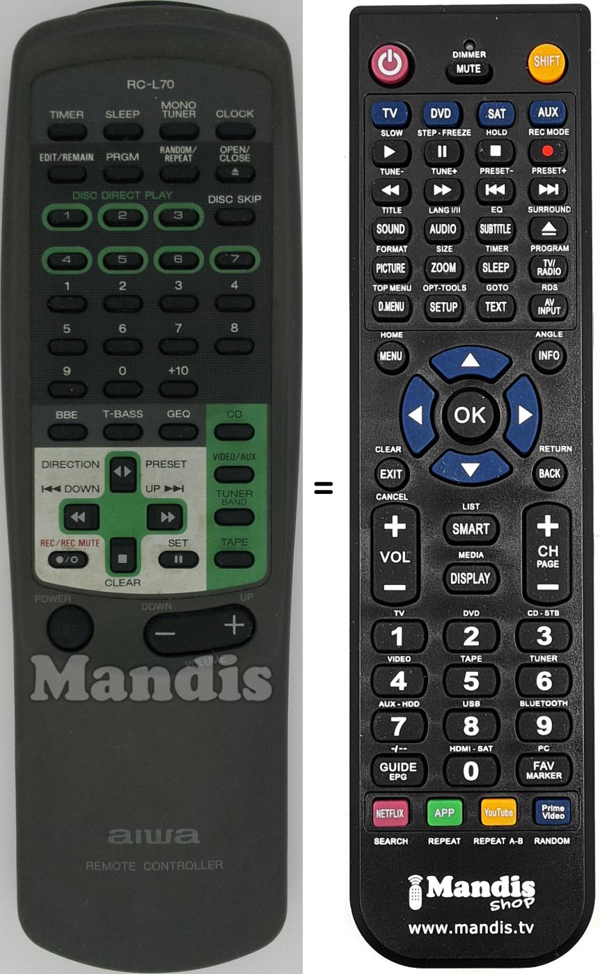 Replacement remote control RC-L70
