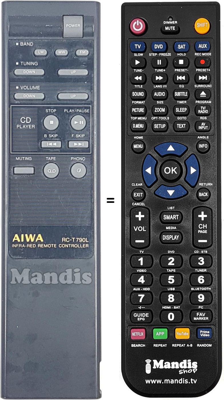 Replacement remote control RC-T 790 L