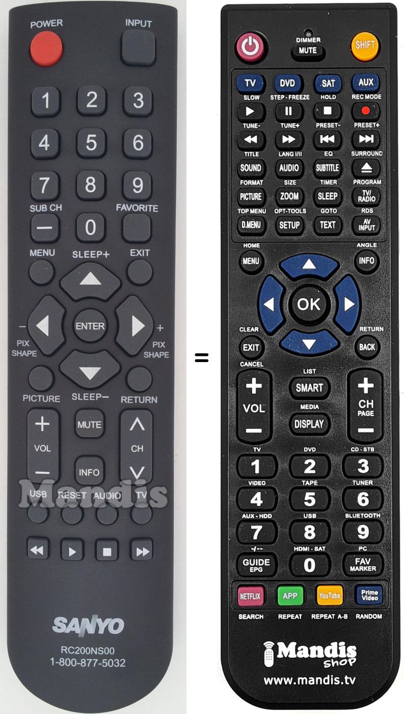 Télécommande équivalente RC200NS00