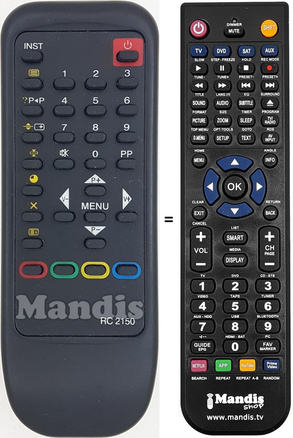 T&eacute;l&eacute;commande &eacute;quivalente RC2150
