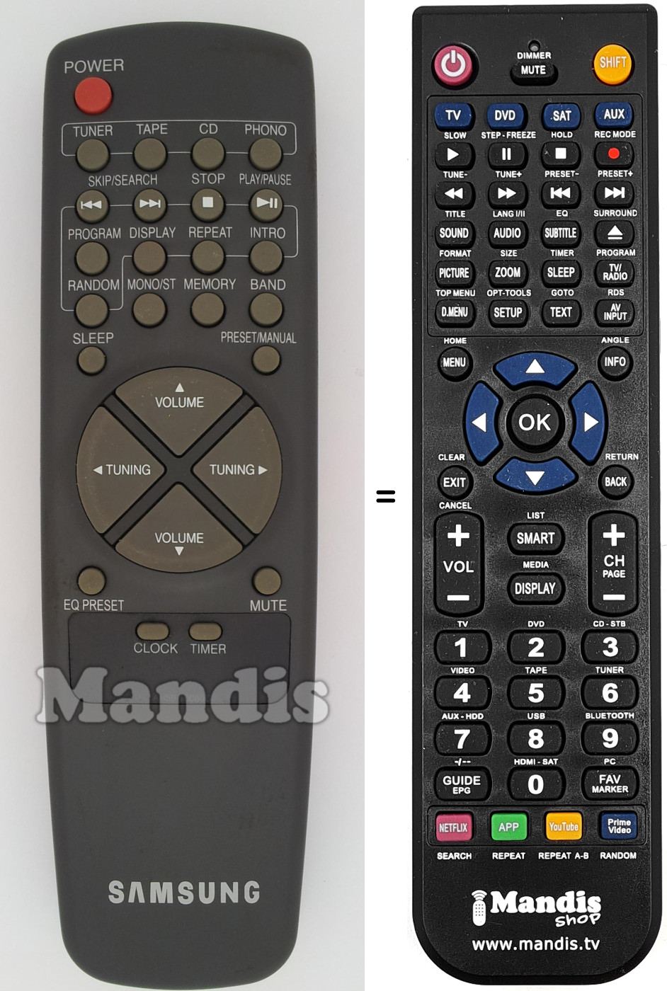 Télécommande équivalente REMCON1458
