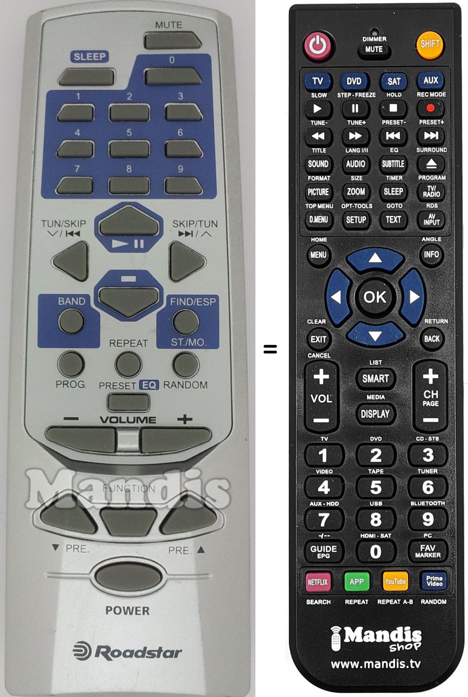 Télécommande équivalente REMCON1500