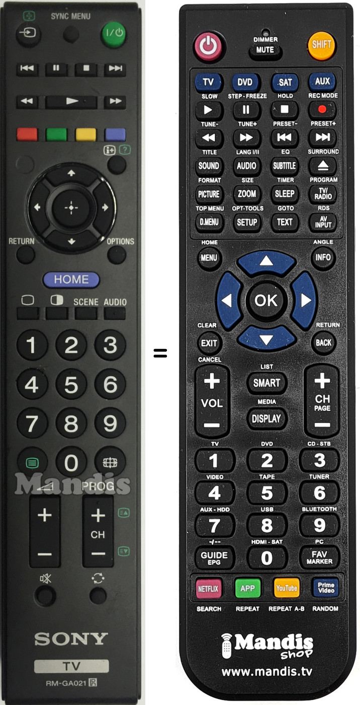 Télécommande équivalente RM-GA021