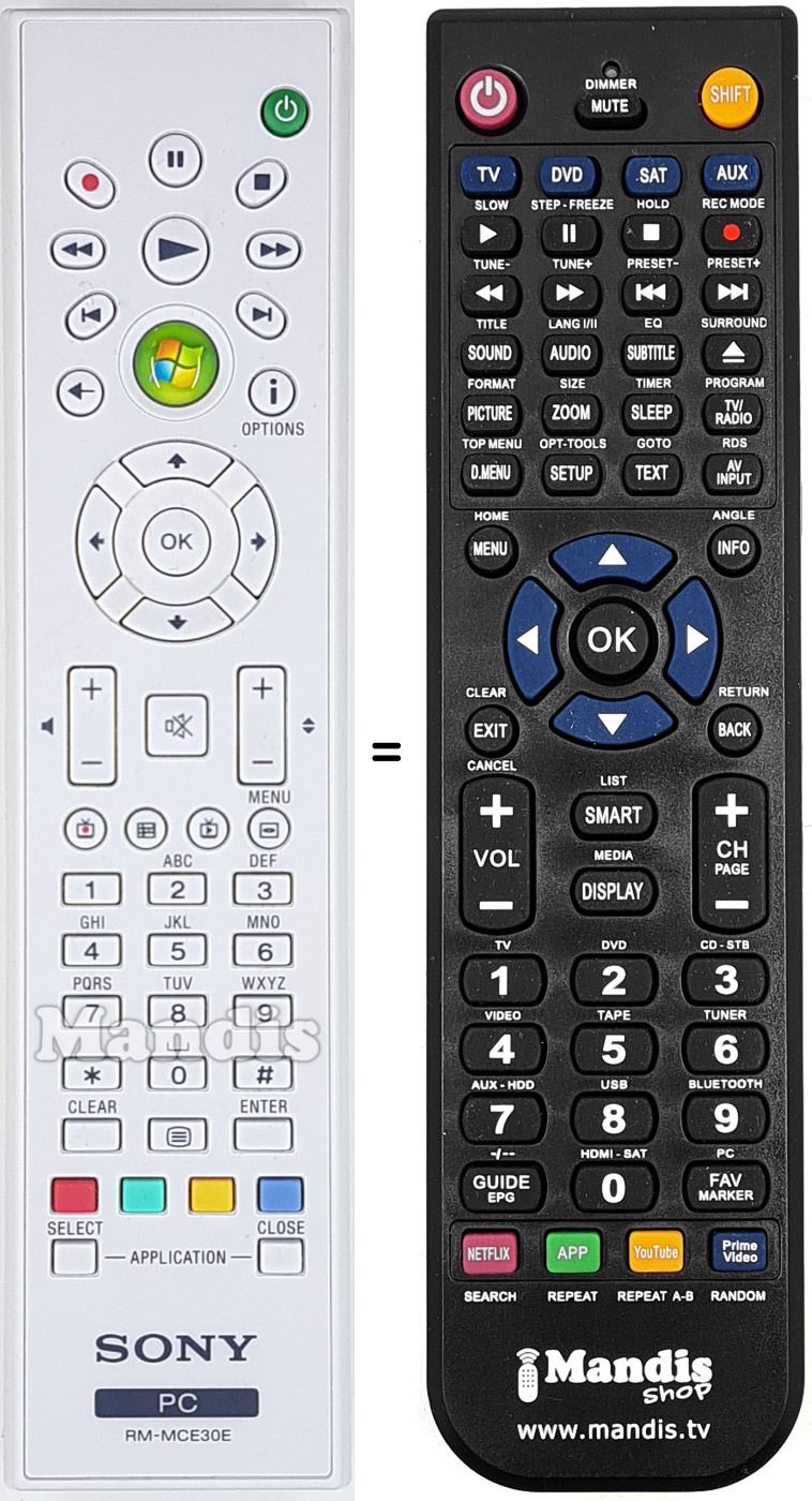 Télécommande équivalente RM-MCE30E