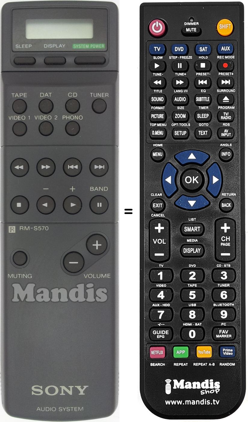 Télécommande équivalente Sony RM-S570