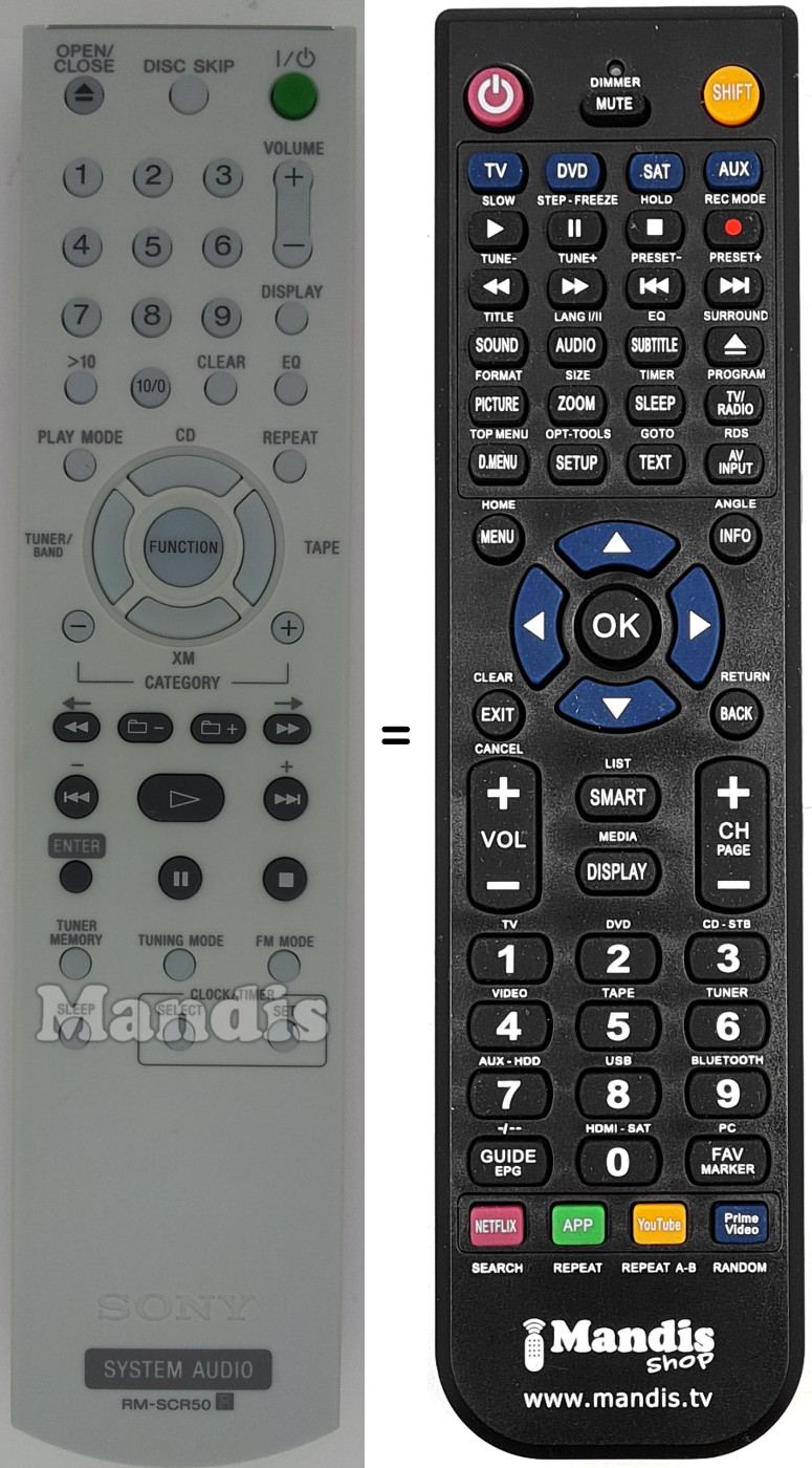 Télécommande équivalente RM-SCR50