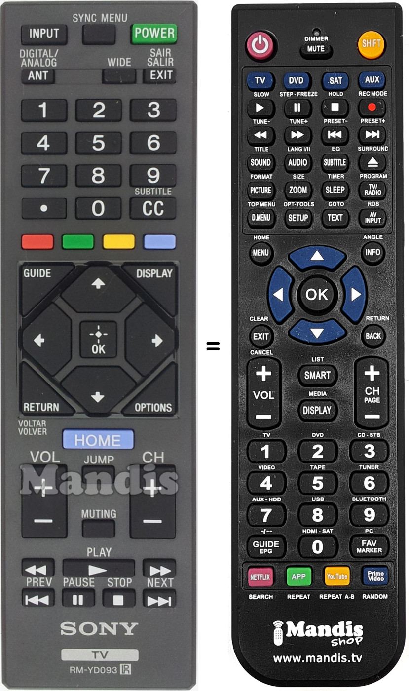 Télécommande équivalente RMYD093