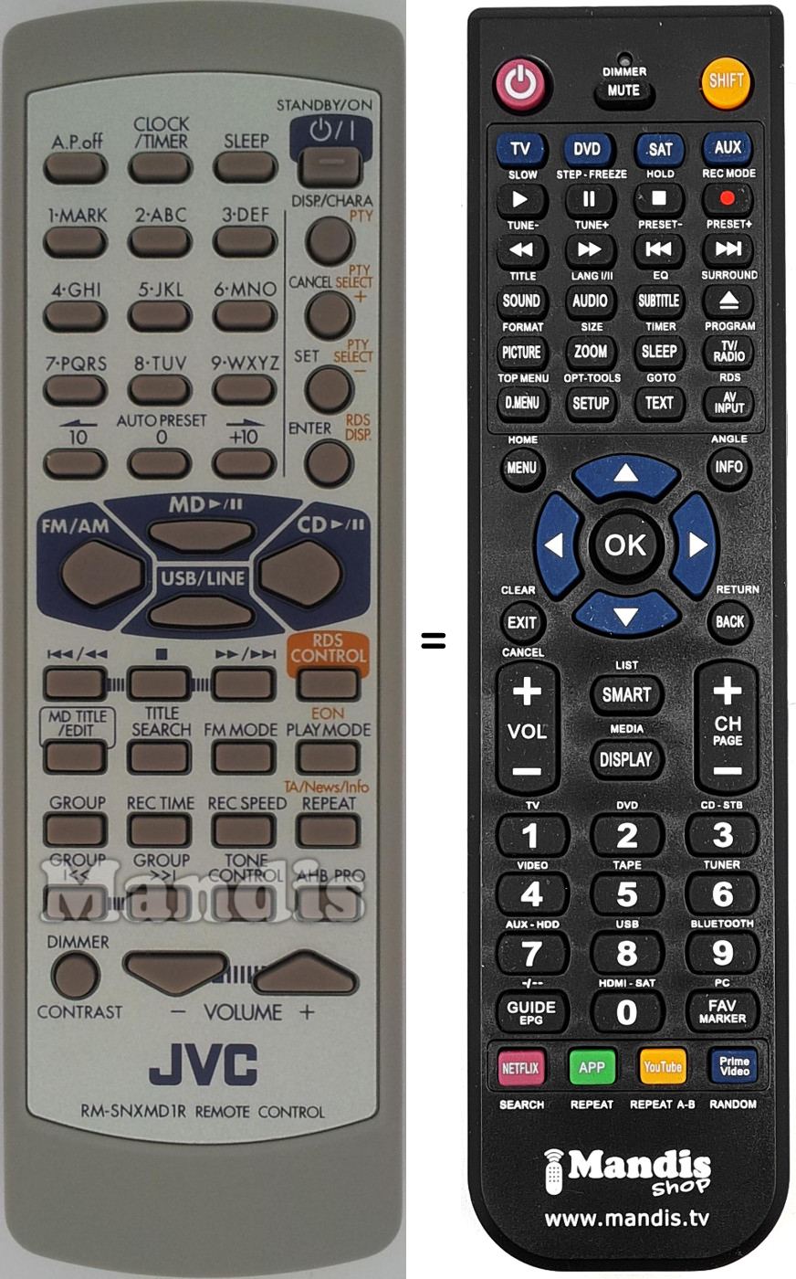 Télécommande équivalente JVC RM-SNXMD1R