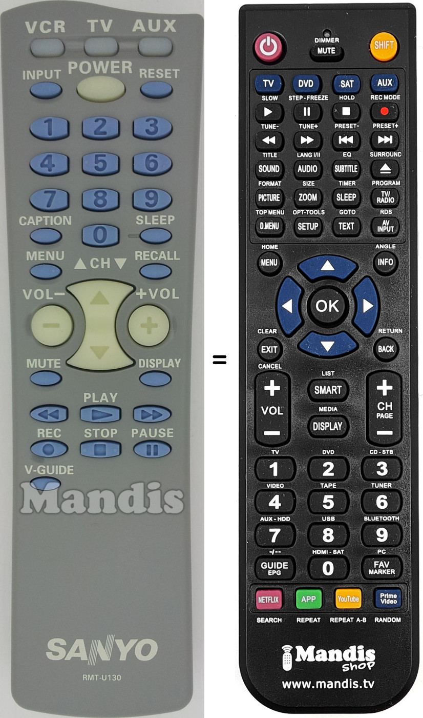 Télécommande équivalente RMT-U130