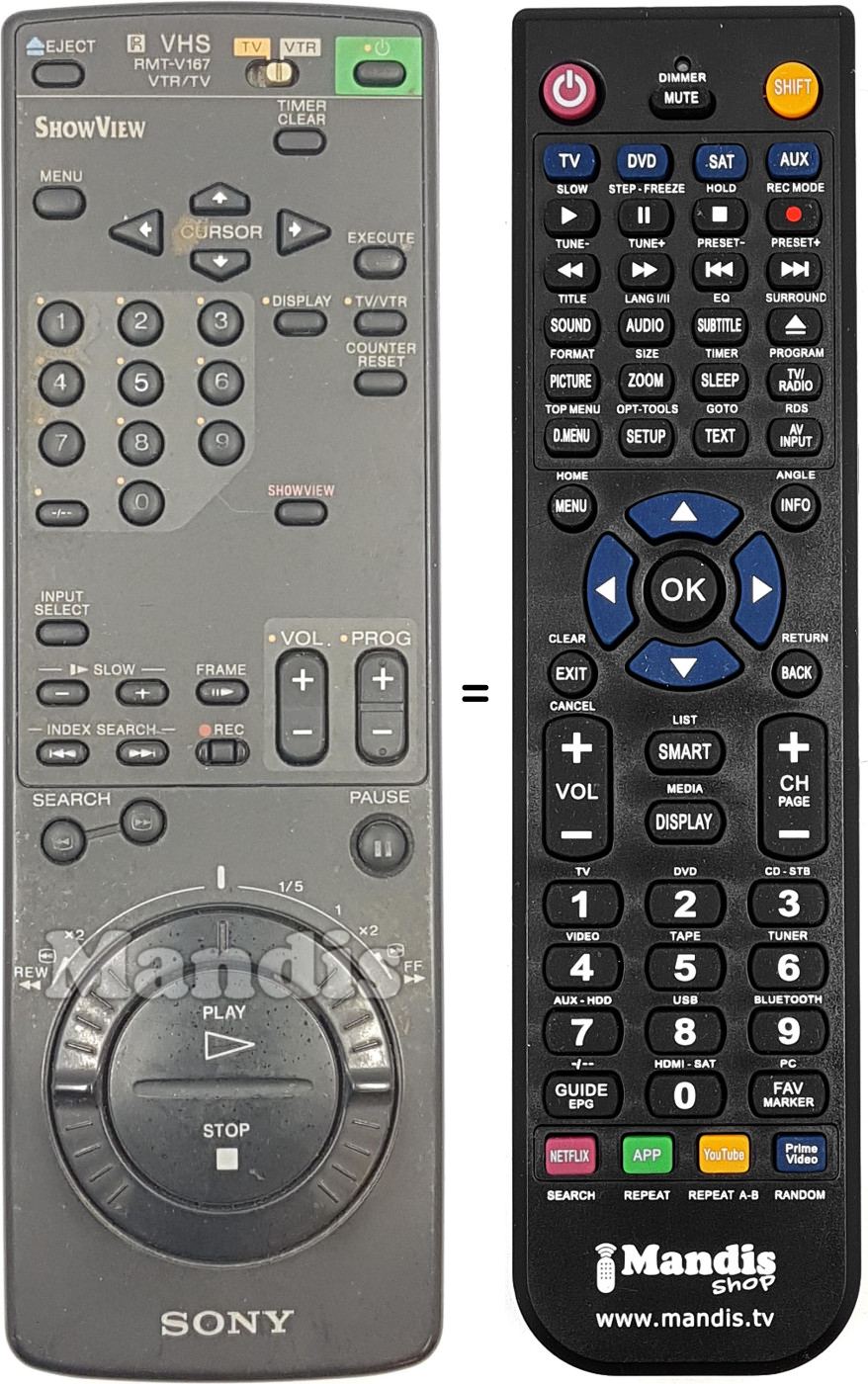 Télécommande équivalente Sony RMT-V167