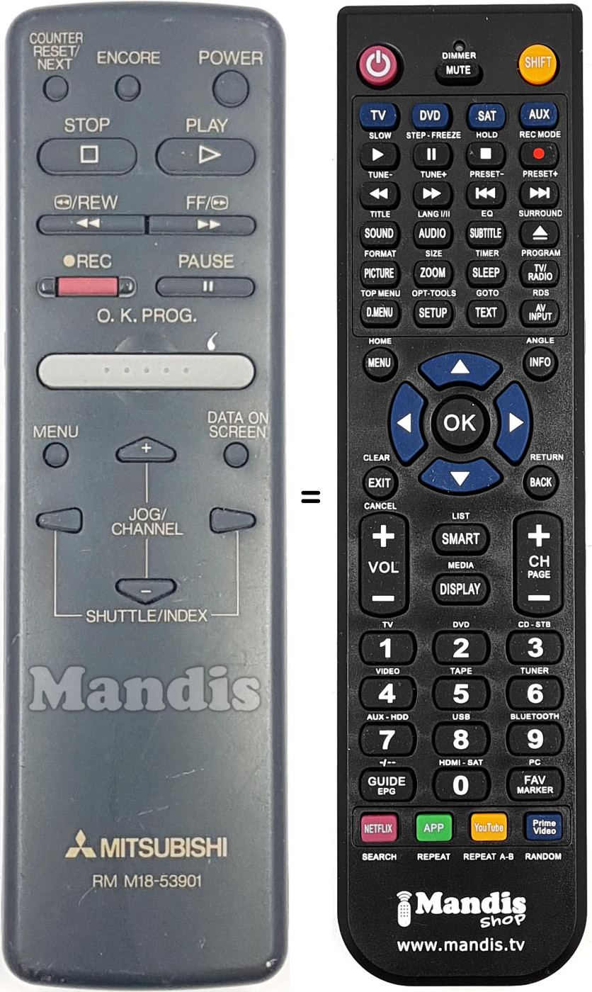 Télécommande équivalente RM M18-53901 Télécommande équivalente RM M18-53901