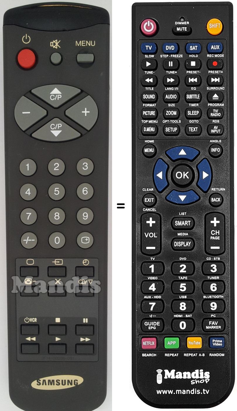 Télécommande équivalente Samsung 3 F 14-00038-091
