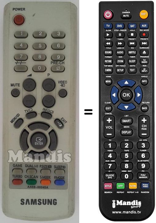 Télécommande équivalente AA59-00345A