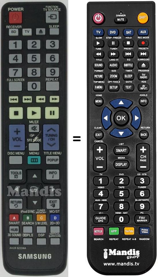 Télécommande équivalente AH59-02334A
