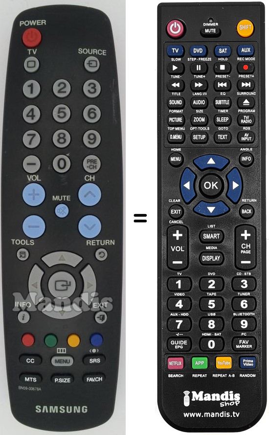Télécommande équivalente Samsung BN59-00678 A