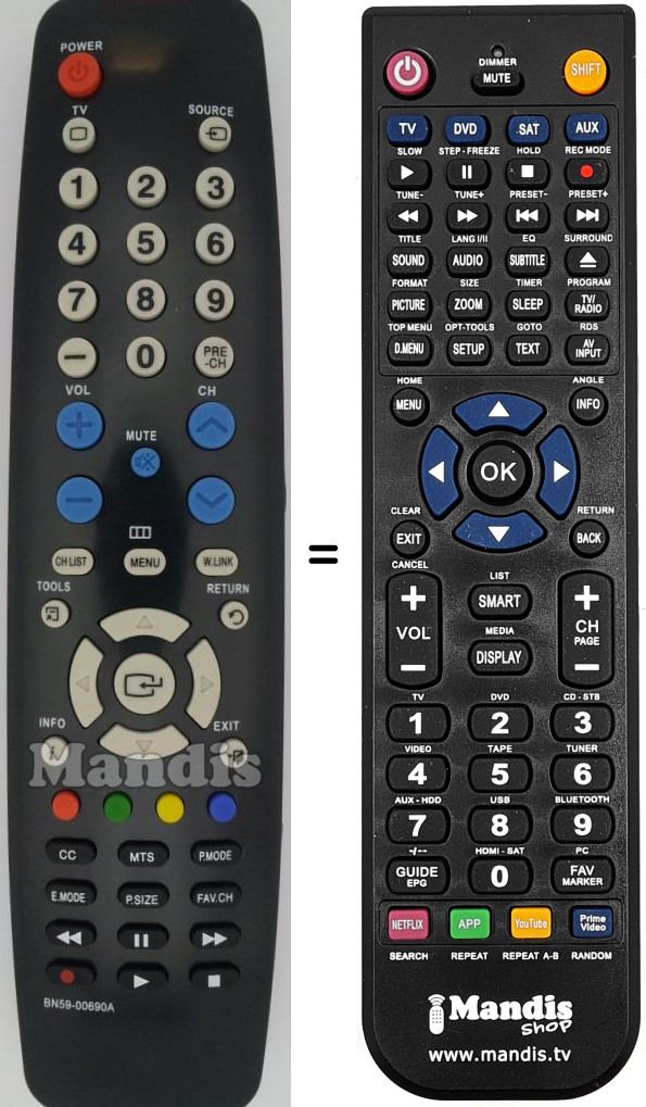 Replacement remote control Samsung BN59-00690 A