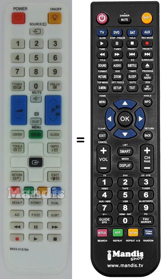 Replacement remote control Samsung BN59-01078A