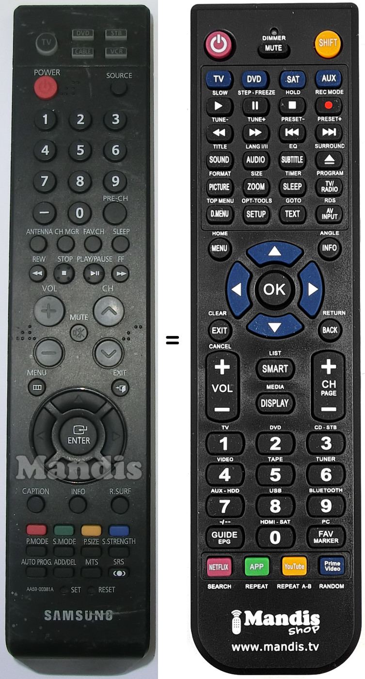 Télécommande équivalente AA59-00381A