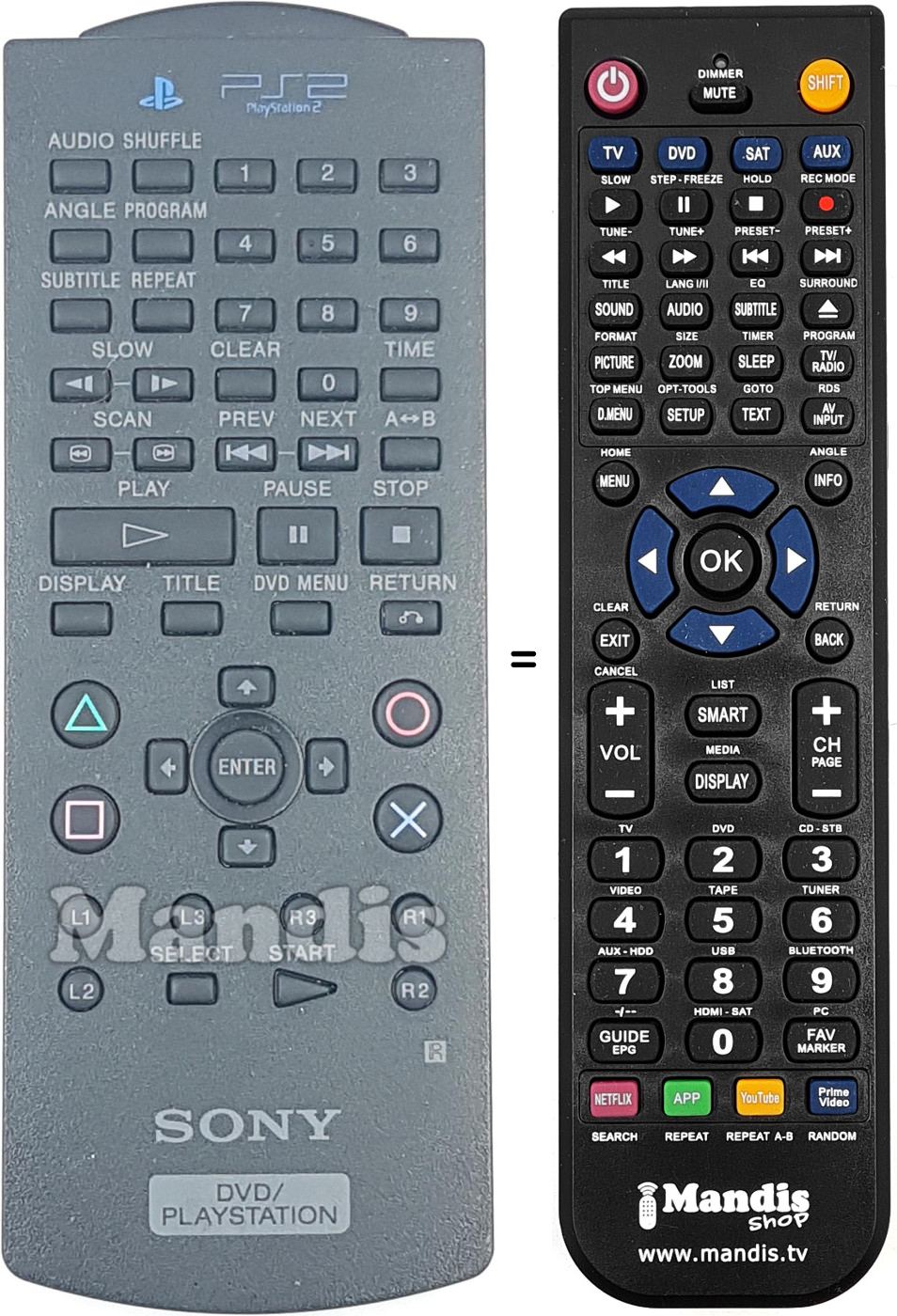 Télécommande équivalente Sony SCPH-10150