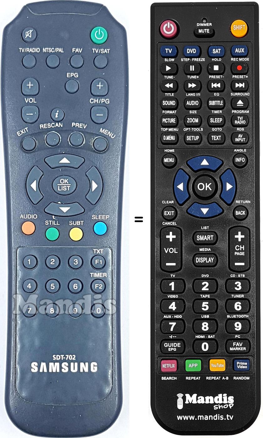 Télécommande équivalente SDT-702