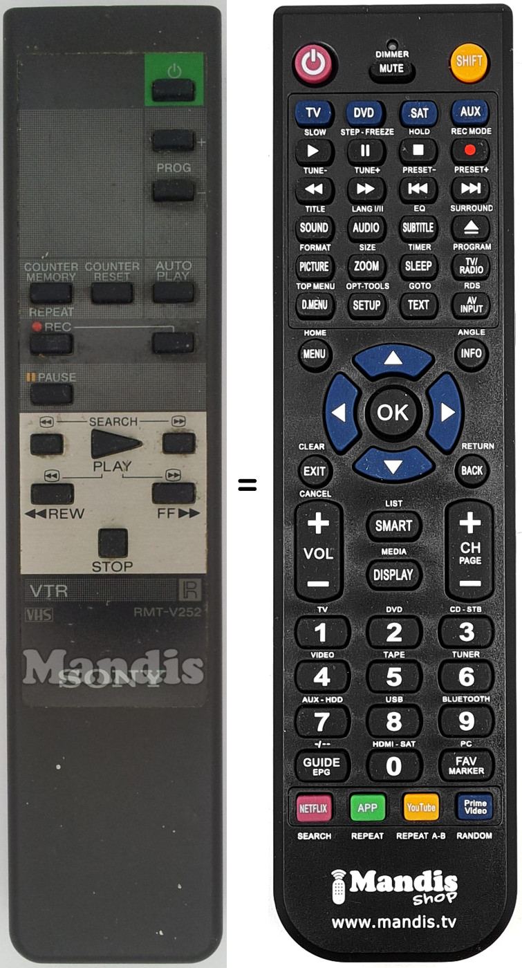 Télécommande équivalente RMT-V252