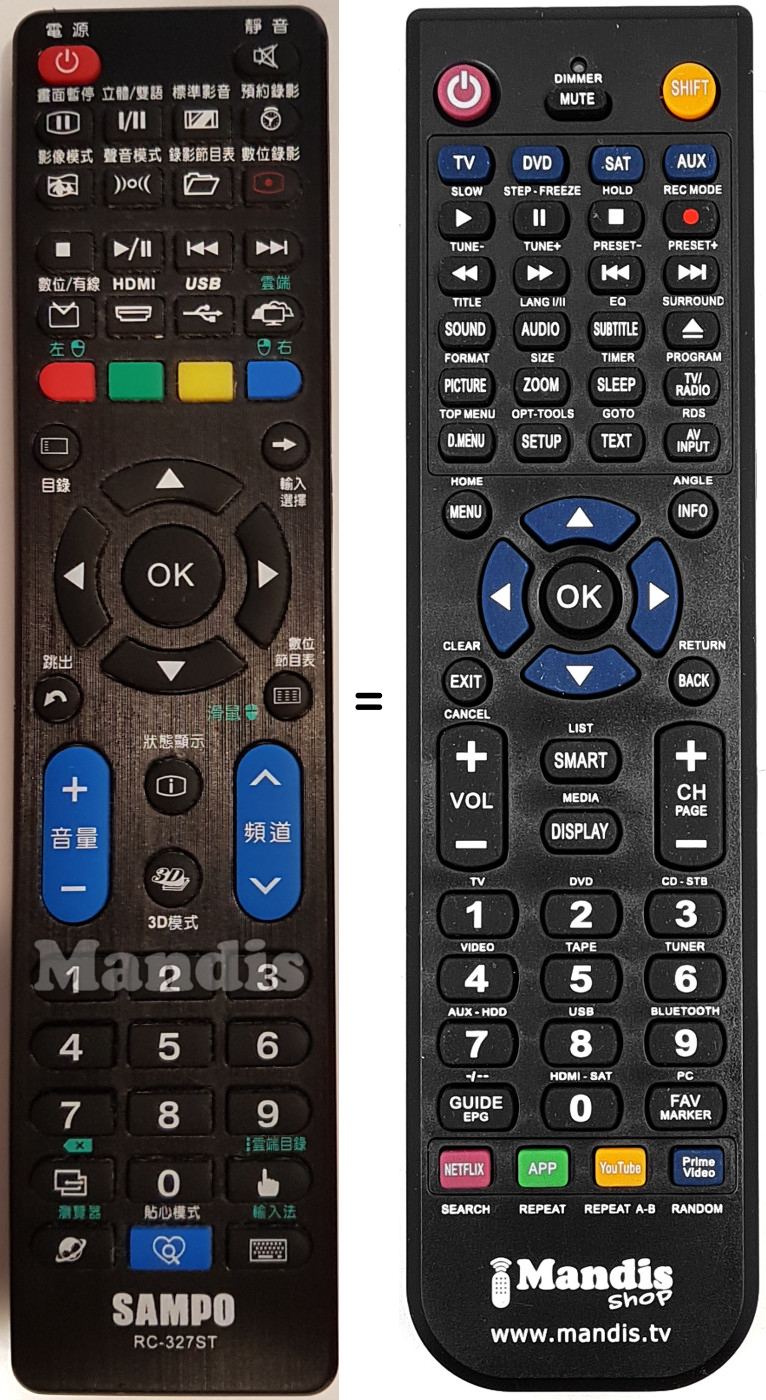 T&eacute;l&eacute;commande &eacute;quivalente RC-327ST