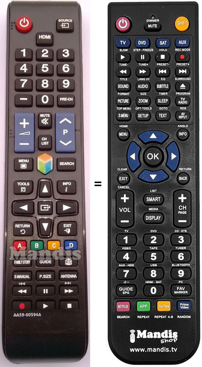 Télécommande équivalente AA59-00594A