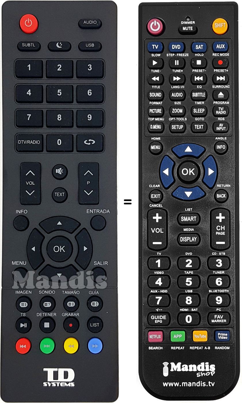 Replacement remote control TD Systems K50DLM8F