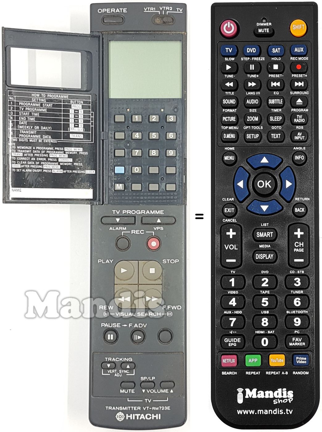 Replacement remote control Hitachi VT-RM 723 E