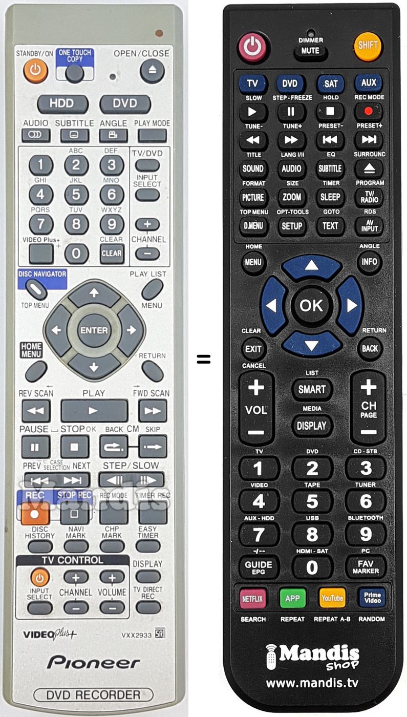 Télécommande équivalente Pioneer VXX2933