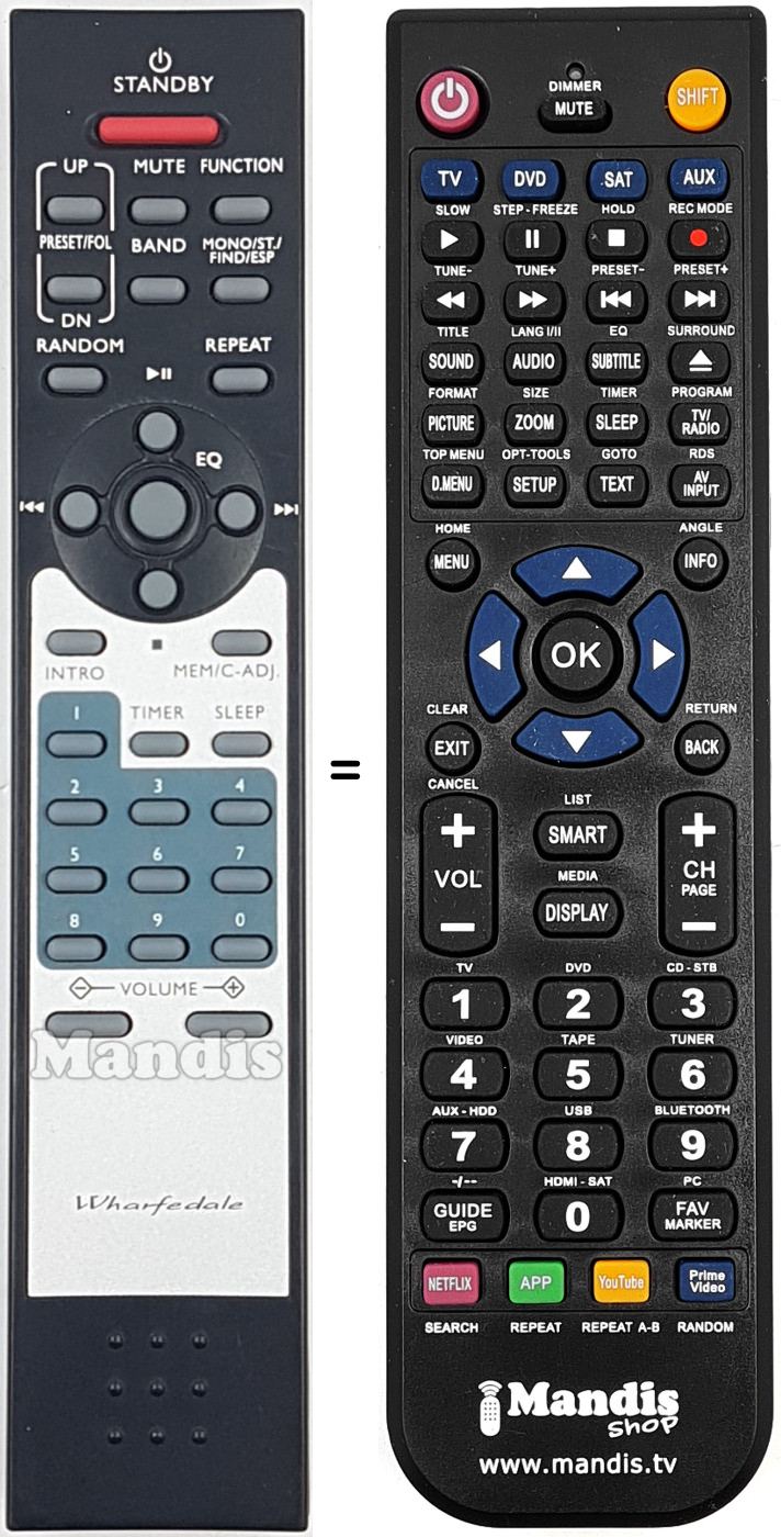 Télécommande équivalente WHAR001