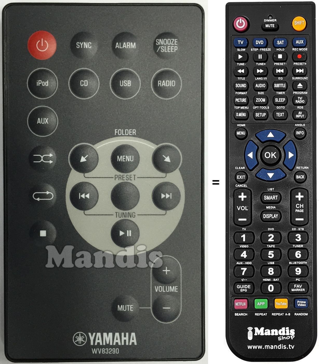 Télécommande équivalente WV83290
