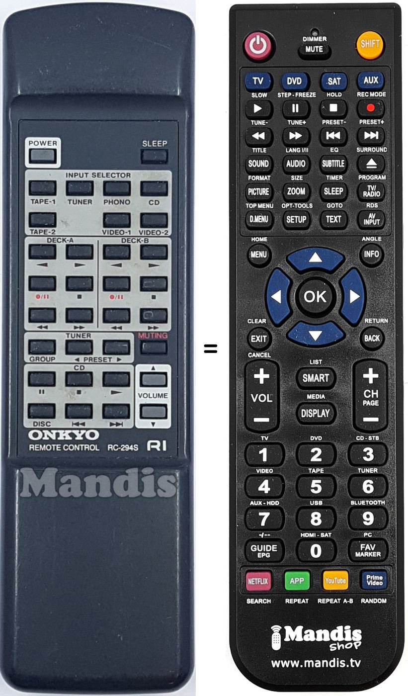 Télécommande équivalente RC-294S