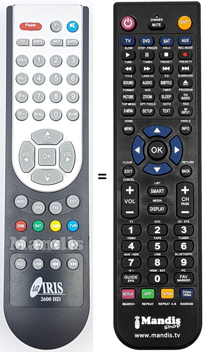 Replacement remote control 2600HD
