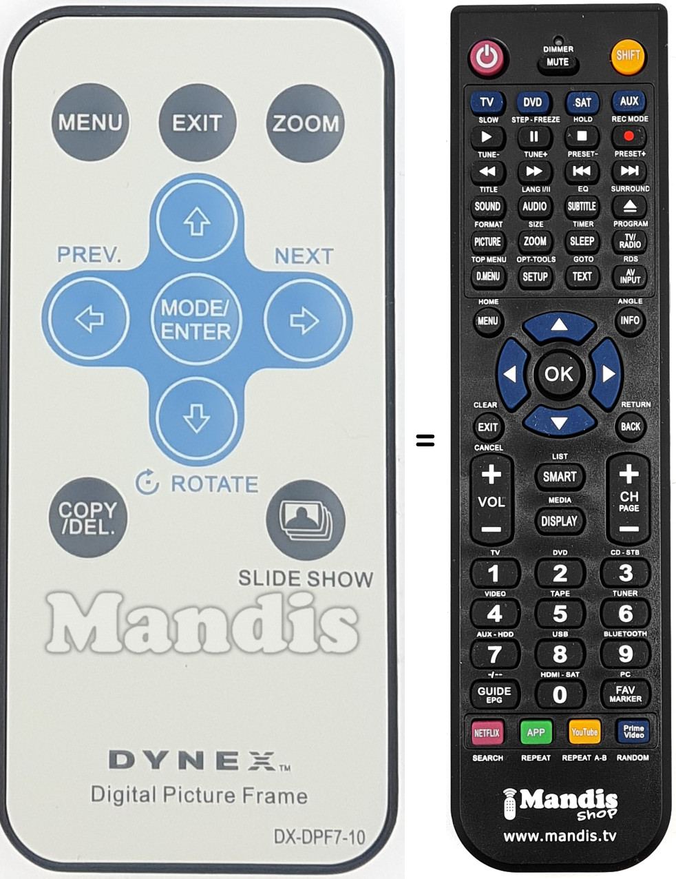 T&eacute;l&eacute;commande &eacute;quivalente DX-DPF7-10