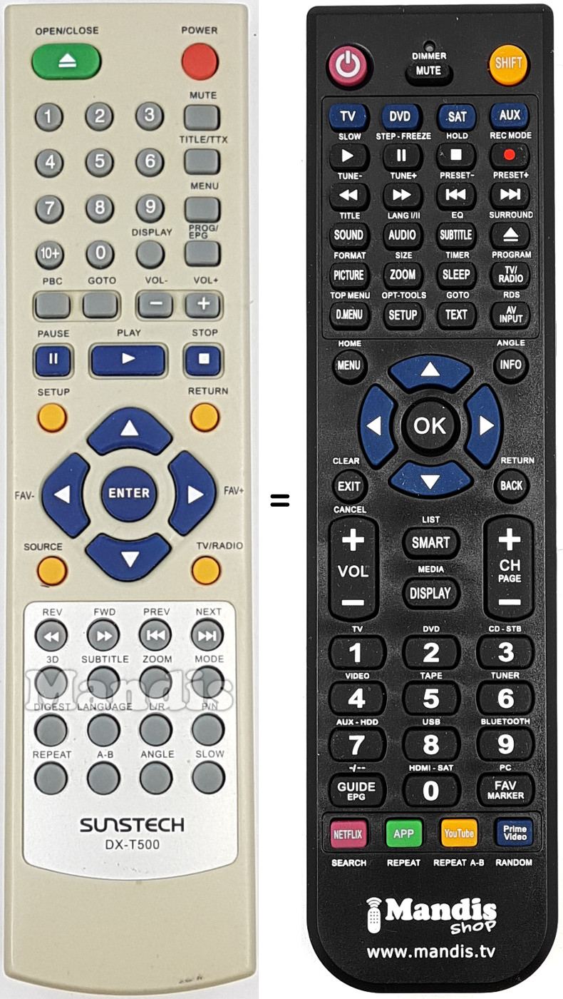 Télécommande équivalente DX-T500