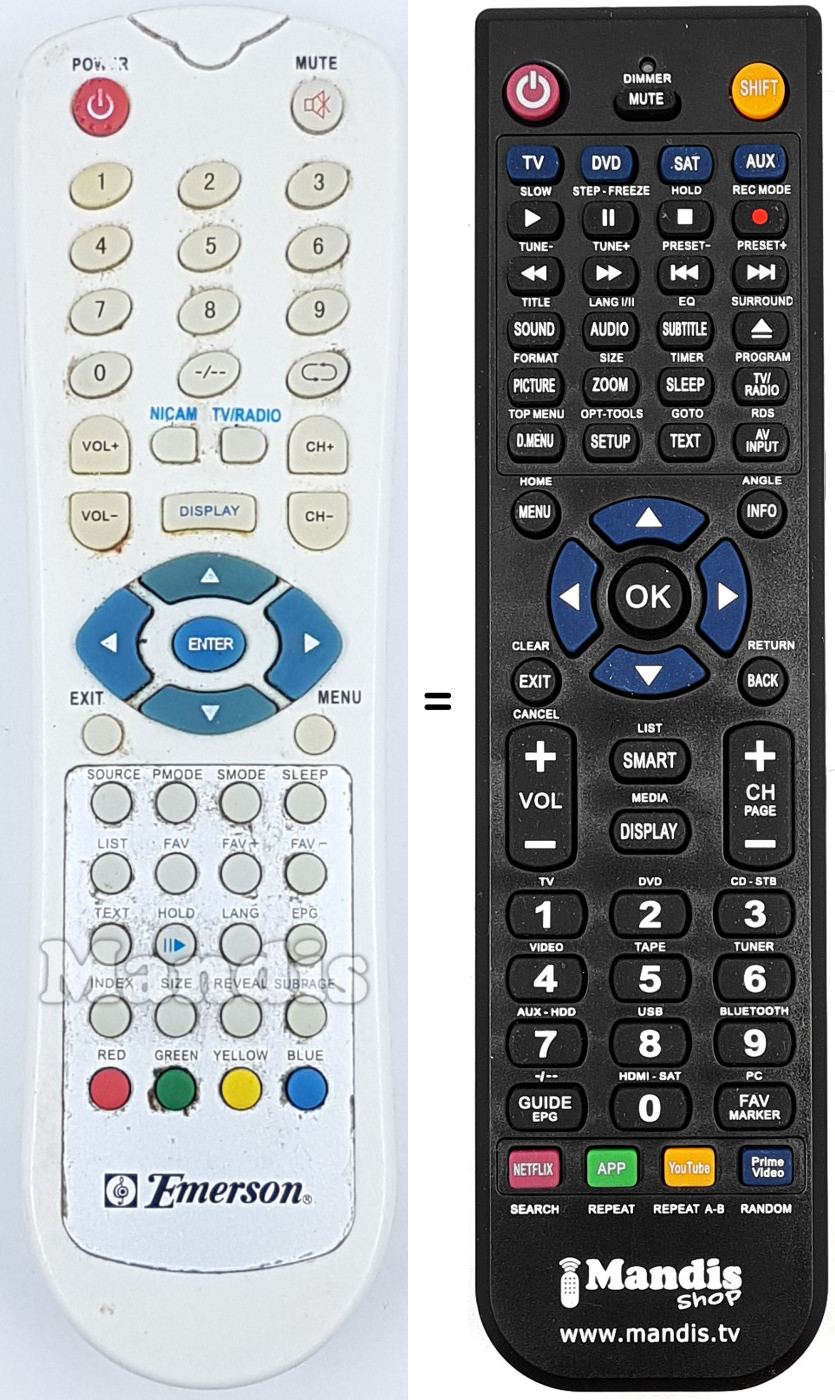 Télécommande équivalente Emerson EM-LTC15