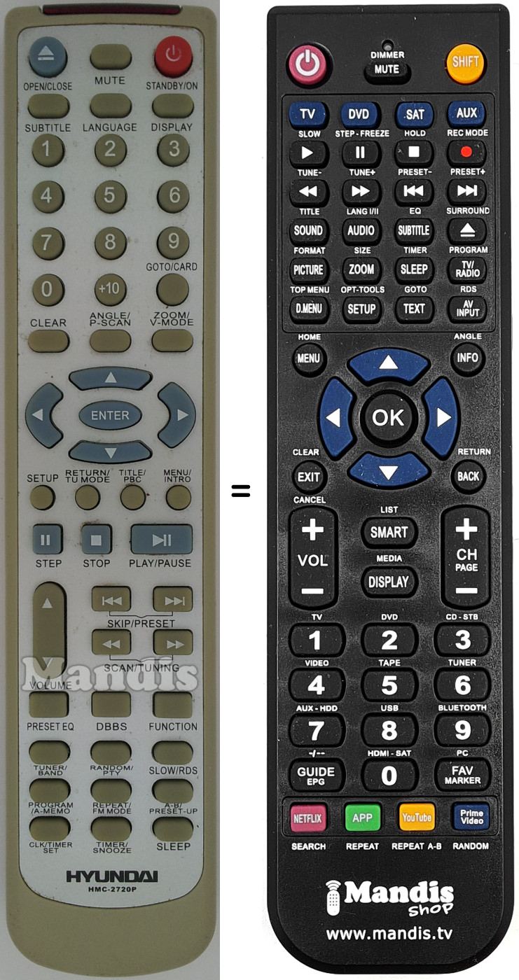 Télécommande équivalente HMC-2720P