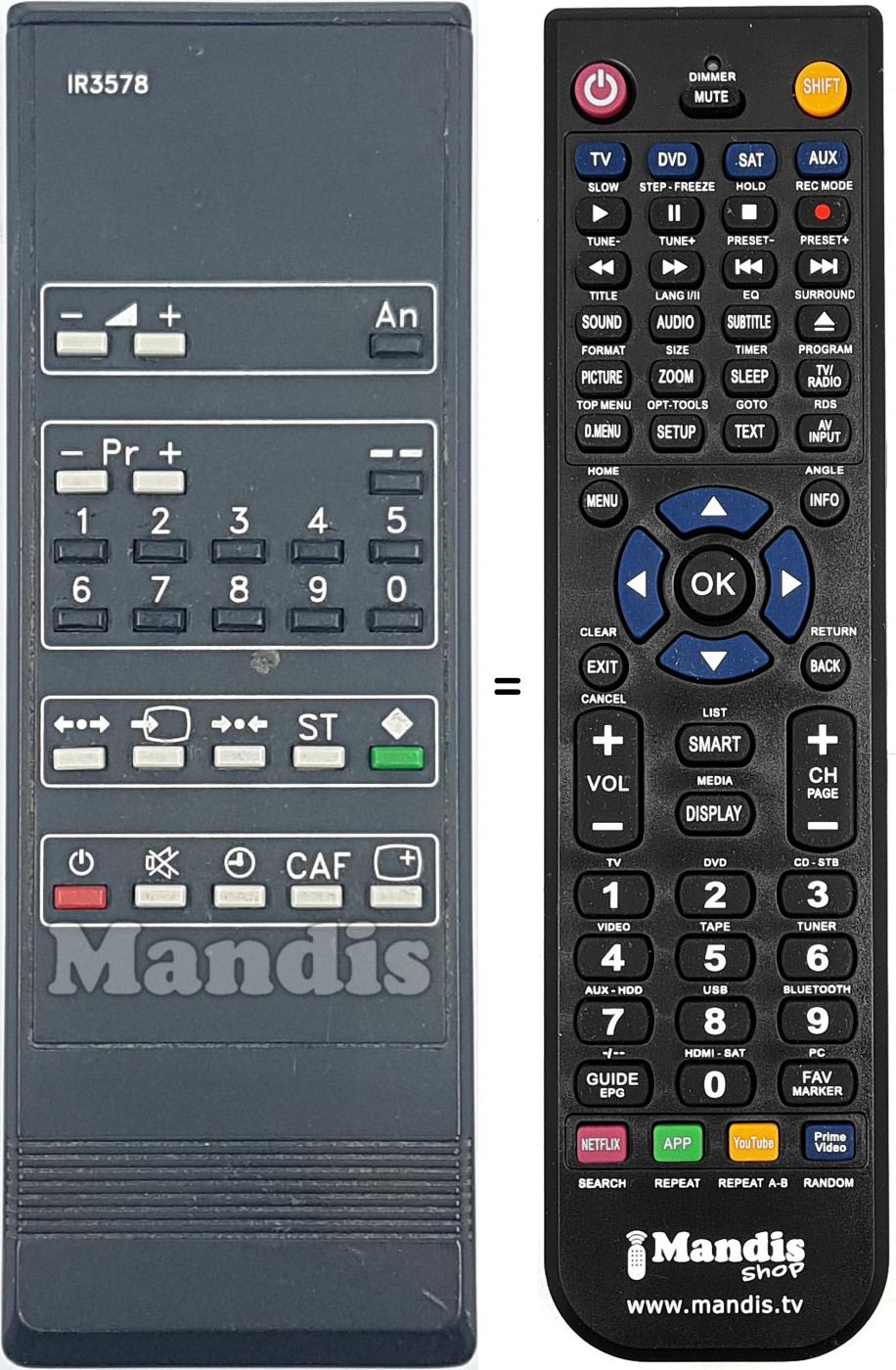 Replacement remote control IR3578