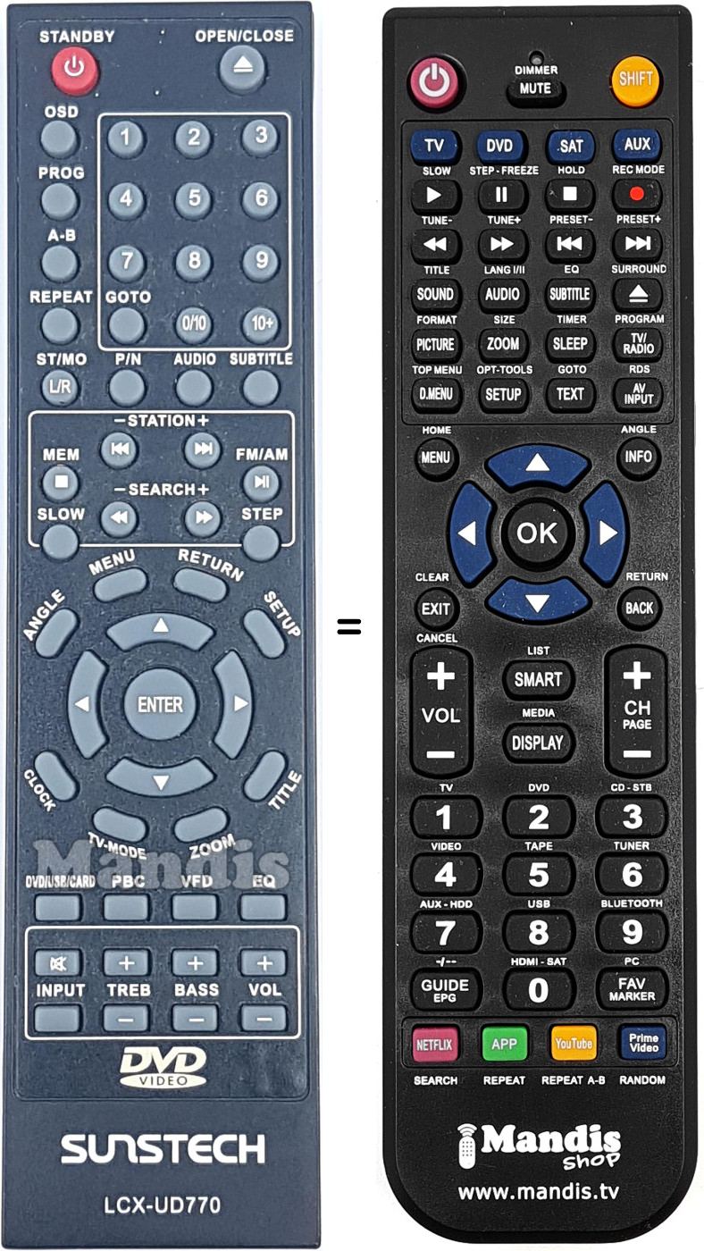 Télécommande équivalente LCX-UD770