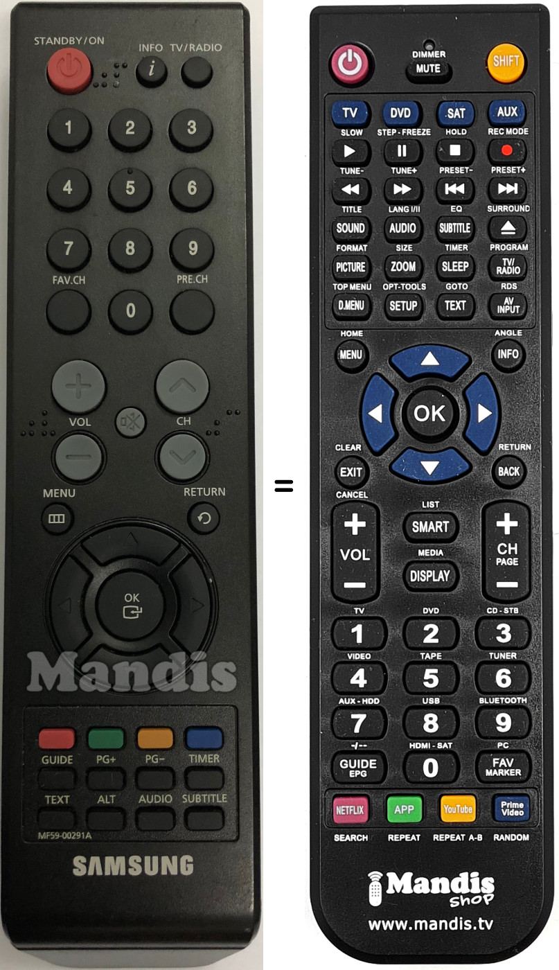 Télécommande équivalente Samsung MF5900291A