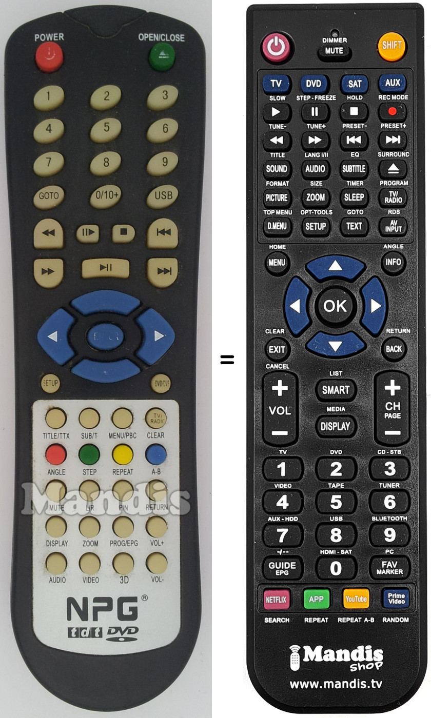 Télécommande équivalente NPG009
