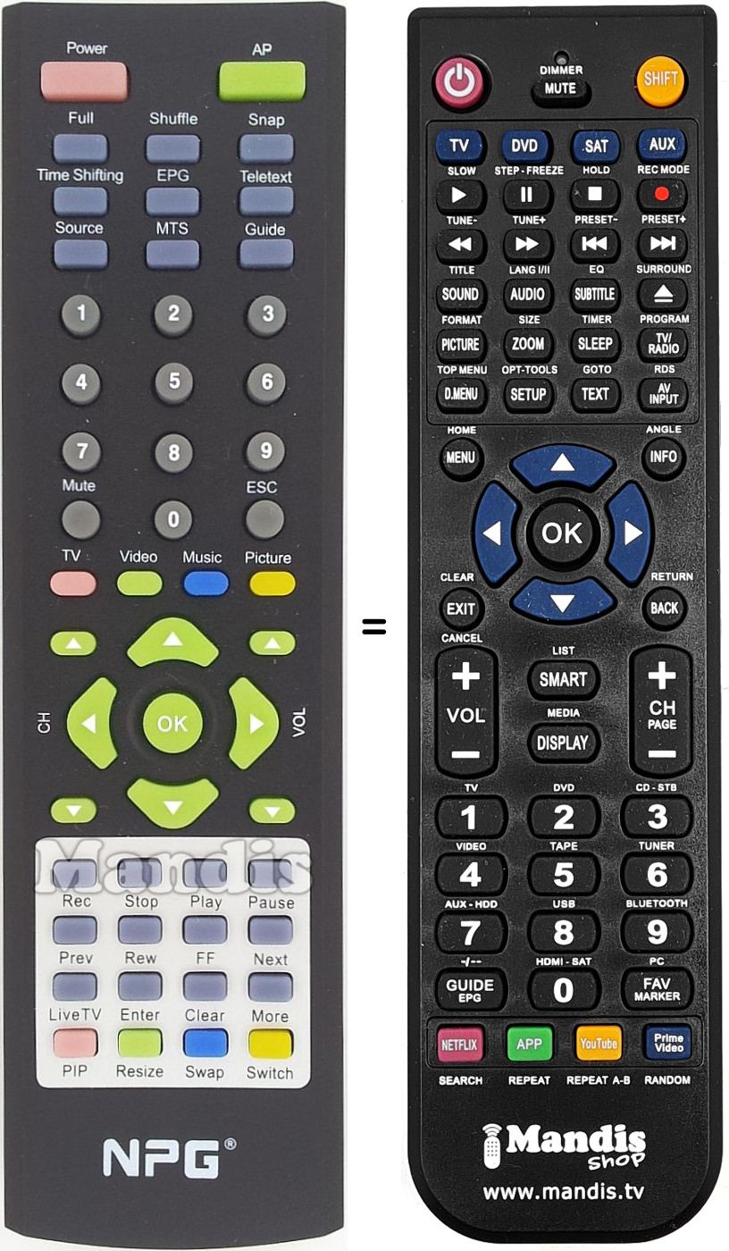 Télécommande équivalente NPG012