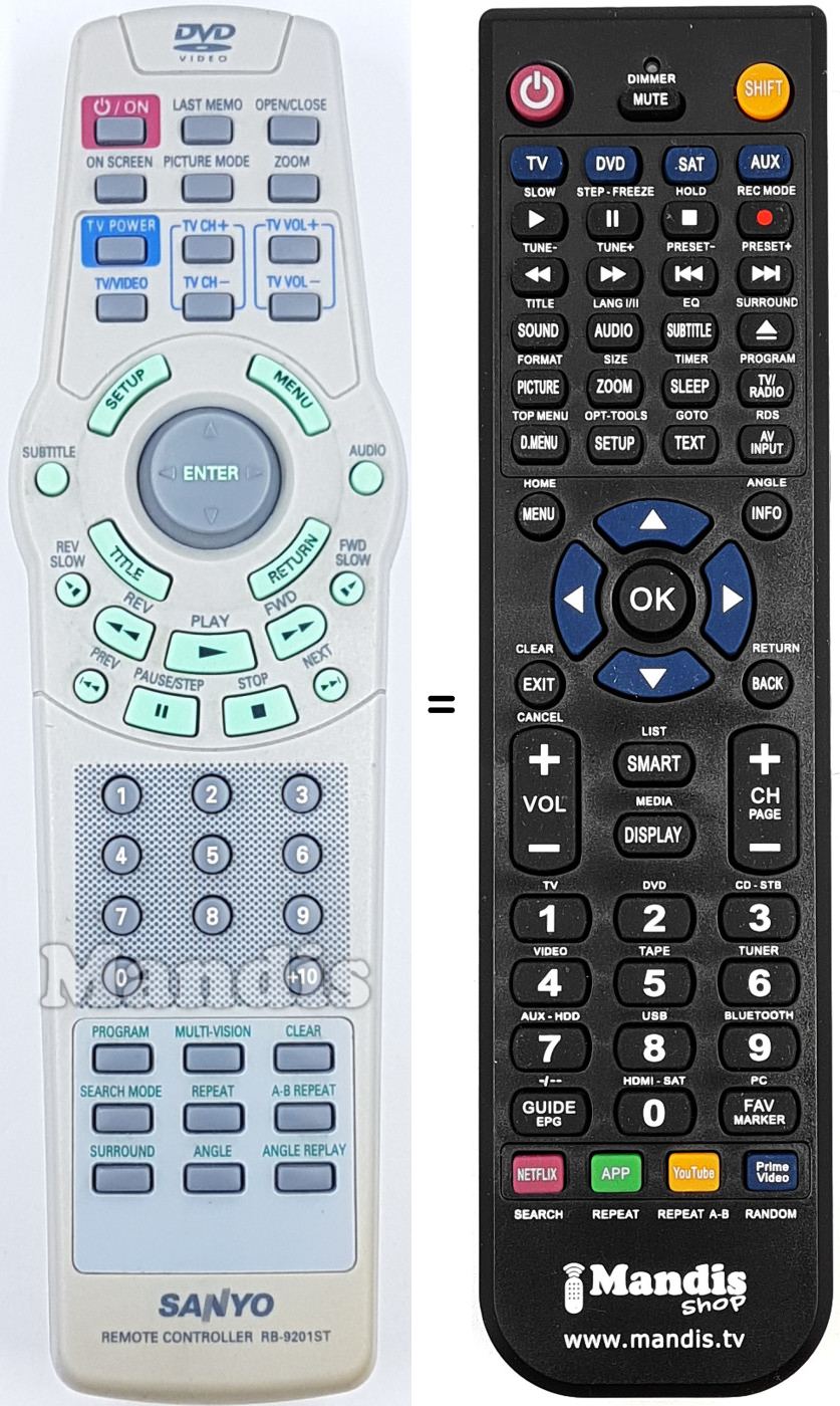 Télécommande équivalente RB-9201ST